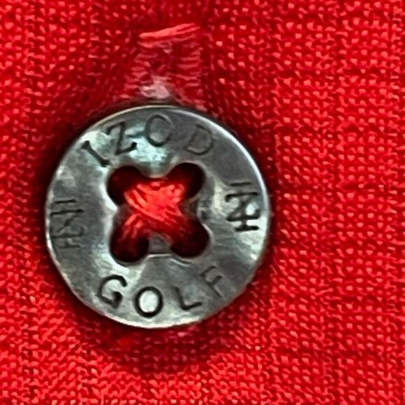 IZOD Golf Shirt Men's Large Red Textured Short Sleeve Three Button Performance - Picture 5 of 14